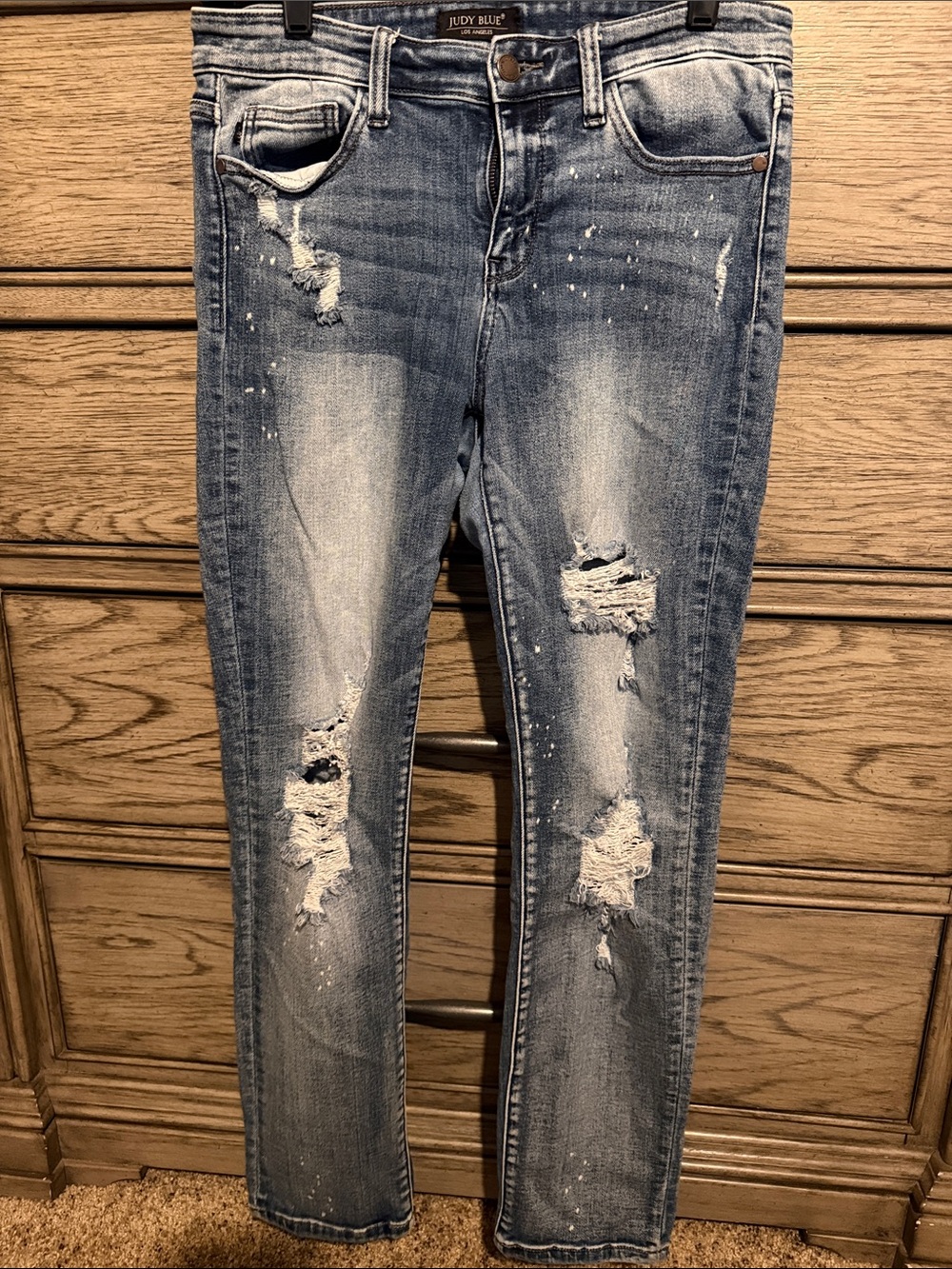 Judy Blue Faded Blue Distressed Skinny Jeans